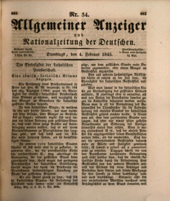 Allgemeiner Anzeiger und Nationalzeitung der Deutschen (Allgemeiner Anzeiger der Deutschen) Dienstag 4. Februar 1845