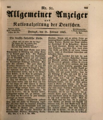 Allgemeiner Anzeiger und Nationalzeitung der Deutschen (Allgemeiner Anzeiger der Deutschen) Freitag 21. Februar 1845