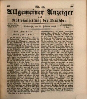 Allgemeiner Anzeiger und Nationalzeitung der Deutschen (Allgemeiner Anzeiger der Deutschen) Mittwoch 26. Februar 1845