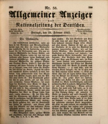 Allgemeiner Anzeiger und Nationalzeitung der Deutschen (Allgemeiner Anzeiger der Deutschen) Freitag 28. Februar 1845