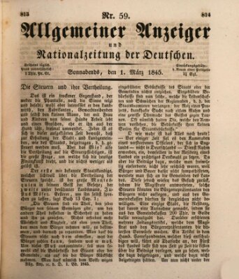 Allgemeiner Anzeiger und Nationalzeitung der Deutschen (Allgemeiner Anzeiger der Deutschen) Samstag 1. März 1845