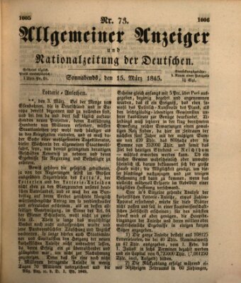 Allgemeiner Anzeiger und Nationalzeitung der Deutschen (Allgemeiner Anzeiger der Deutschen) Samstag 15. März 1845