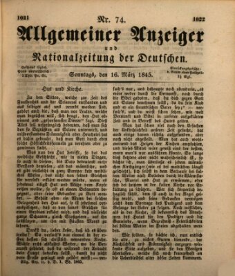 Allgemeiner Anzeiger und Nationalzeitung der Deutschen (Allgemeiner Anzeiger der Deutschen) Sonntag 16. März 1845