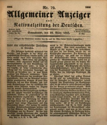 Allgemeiner Anzeiger und Nationalzeitung der Deutschen (Allgemeiner Anzeiger der Deutschen) Samstag 22. März 1845