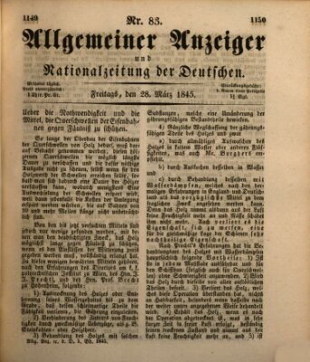 Allgemeiner Anzeiger und Nationalzeitung der Deutschen (Allgemeiner Anzeiger der Deutschen) Freitag 28. März 1845