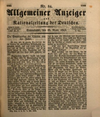 Allgemeiner Anzeiger und Nationalzeitung der Deutschen (Allgemeiner Anzeiger der Deutschen) Samstag 29. März 1845