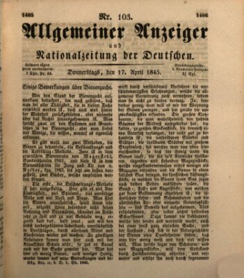 Allgemeiner Anzeiger und Nationalzeitung der Deutschen (Allgemeiner Anzeiger der Deutschen) Donnerstag 17. April 1845