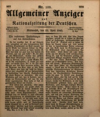 Allgemeiner Anzeiger und Nationalzeitung der Deutschen (Allgemeiner Anzeiger der Deutschen) Mittwoch 23. April 1845