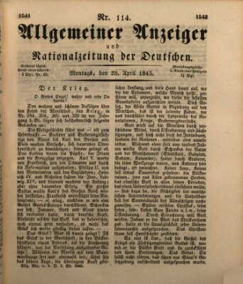 Allgemeiner Anzeiger und Nationalzeitung der Deutschen (Allgemeiner Anzeiger der Deutschen) Montag 28. April 1845