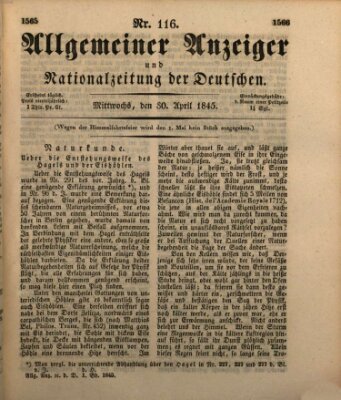 Allgemeiner Anzeiger und Nationalzeitung der Deutschen (Allgemeiner Anzeiger der Deutschen) Mittwoch 30. April 1845