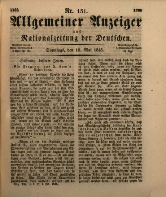 Allgemeiner Anzeiger und Nationalzeitung der Deutschen (Allgemeiner Anzeiger der Deutschen) Sonntag 18. Mai 1845