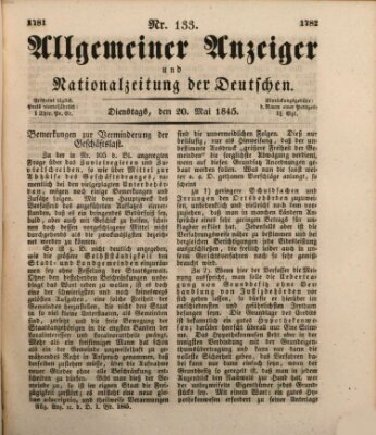 Allgemeiner Anzeiger und Nationalzeitung der Deutschen (Allgemeiner Anzeiger der Deutschen) Dienstag 20. Mai 1845