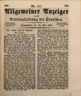 Allgemeiner Anzeiger und Nationalzeitung der Deutschen (Allgemeiner Anzeiger der Deutschen) Samstag 24. Mai 1845