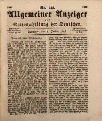 Allgemeiner Anzeiger und Nationalzeitung der Deutschen (Allgemeiner Anzeiger der Deutschen) Sonntag 1. Juni 1845