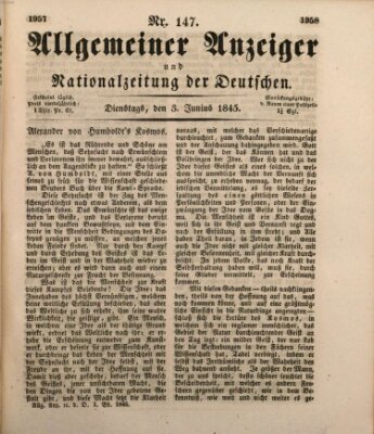 Allgemeiner Anzeiger und Nationalzeitung der Deutschen (Allgemeiner Anzeiger der Deutschen) Dienstag 3. Juni 1845