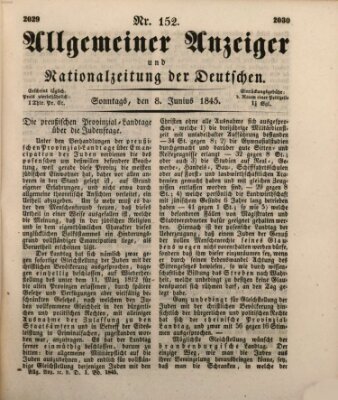 Allgemeiner Anzeiger und Nationalzeitung der Deutschen (Allgemeiner Anzeiger der Deutschen) Sonntag 8. Juni 1845