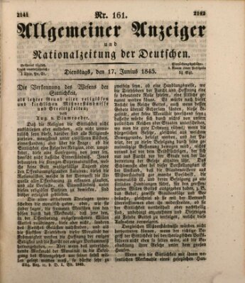 Allgemeiner Anzeiger und Nationalzeitung der Deutschen (Allgemeiner Anzeiger der Deutschen) Dienstag 17. Juni 1845