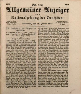 Allgemeiner Anzeiger und Nationalzeitung der Deutschen (Allgemeiner Anzeiger der Deutschen) Mittwoch 18. Juni 1845