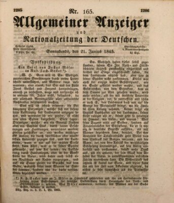 Allgemeiner Anzeiger und Nationalzeitung der Deutschen (Allgemeiner Anzeiger der Deutschen) Samstag 21. Juni 1845