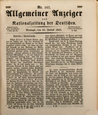 Allgemeiner Anzeiger und Nationalzeitung der Deutschen (Allgemeiner Anzeiger der Deutschen) Montag 23. Juni 1845