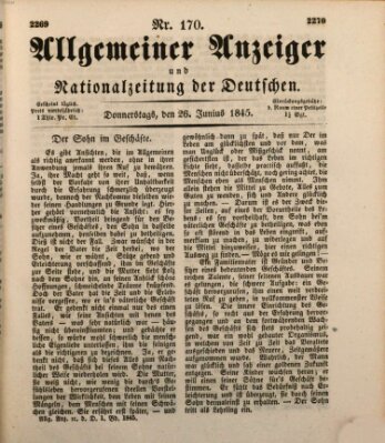 Allgemeiner Anzeiger und Nationalzeitung der Deutschen (Allgemeiner Anzeiger der Deutschen) Donnerstag 26. Juni 1845