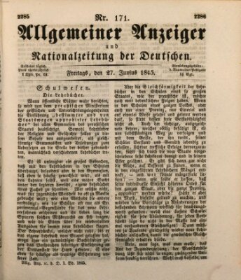 Allgemeiner Anzeiger und Nationalzeitung der Deutschen (Allgemeiner Anzeiger der Deutschen) Freitag 27. Juni 1845