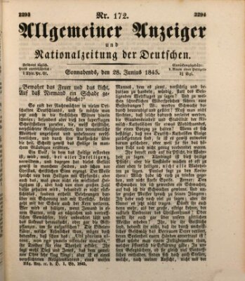 Allgemeiner Anzeiger und Nationalzeitung der Deutschen (Allgemeiner Anzeiger der Deutschen) Samstag 28. Juni 1845