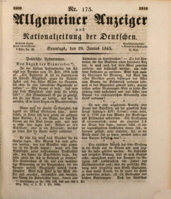 Allgemeiner Anzeiger und Nationalzeitung der Deutschen (Allgemeiner Anzeiger der Deutschen) Sonntag 29. Juni 1845