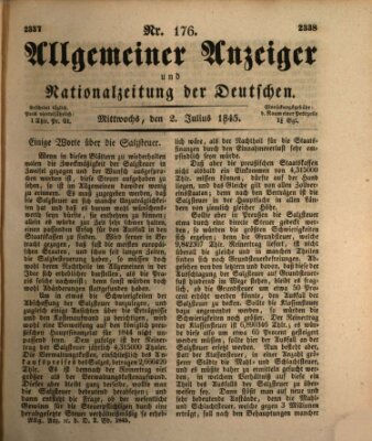 Allgemeiner Anzeiger und Nationalzeitung der Deutschen (Allgemeiner Anzeiger der Deutschen) Mittwoch 2. Juli 1845