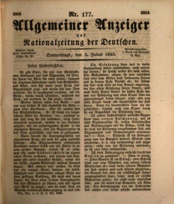 Allgemeiner Anzeiger und Nationalzeitung der Deutschen (Allgemeiner Anzeiger der Deutschen) Donnerstag 3. Juli 1845