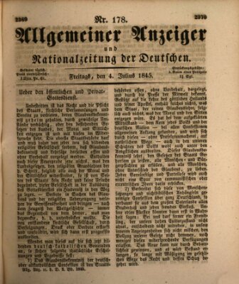 Allgemeiner Anzeiger und Nationalzeitung der Deutschen (Allgemeiner Anzeiger der Deutschen) Freitag 4. Juli 1845