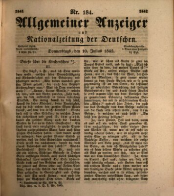 Allgemeiner Anzeiger und Nationalzeitung der Deutschen (Allgemeiner Anzeiger der Deutschen) Donnerstag 10. Juli 1845