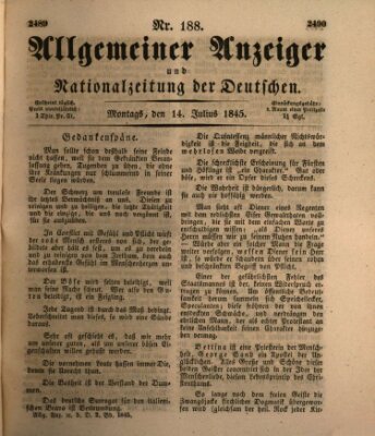 Allgemeiner Anzeiger und Nationalzeitung der Deutschen (Allgemeiner Anzeiger der Deutschen) Montag 14. Juli 1845