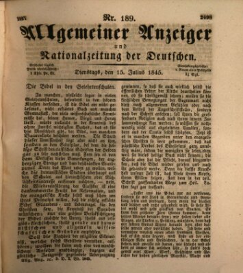 Allgemeiner Anzeiger und Nationalzeitung der Deutschen (Allgemeiner Anzeiger der Deutschen) Dienstag 15. Juli 1845