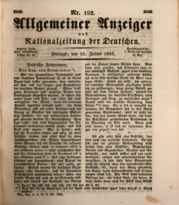 Allgemeiner Anzeiger und Nationalzeitung der Deutschen (Allgemeiner Anzeiger der Deutschen) Freitag 18. Juli 1845