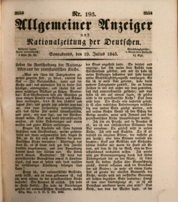 Allgemeiner Anzeiger und Nationalzeitung der Deutschen (Allgemeiner Anzeiger der Deutschen) Samstag 19. Juli 1845