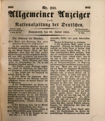 Allgemeiner Anzeiger und Nationalzeitung der Deutschen (Allgemeiner Anzeiger der Deutschen) Samstag 26. Juli 1845