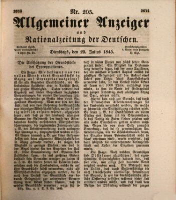 Allgemeiner Anzeiger und Nationalzeitung der Deutschen (Allgemeiner Anzeiger der Deutschen) Dienstag 29. Juli 1845