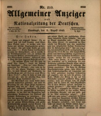 Allgemeiner Anzeiger und Nationalzeitung der Deutschen (Allgemeiner Anzeiger der Deutschen) Dienstag 5. August 1845