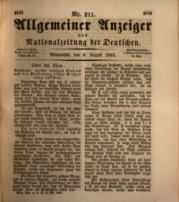 Allgemeiner Anzeiger und Nationalzeitung der Deutschen (Allgemeiner Anzeiger der Deutschen) Mittwoch 6. August 1845