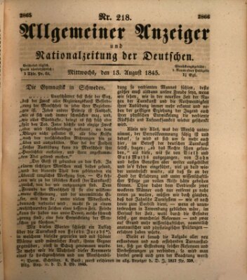 Allgemeiner Anzeiger und Nationalzeitung der Deutschen (Allgemeiner Anzeiger der Deutschen) Mittwoch 13. August 1845