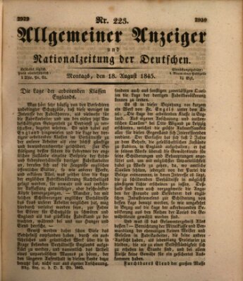 Allgemeiner Anzeiger und Nationalzeitung der Deutschen (Allgemeiner Anzeiger der Deutschen) Montag 18. August 1845