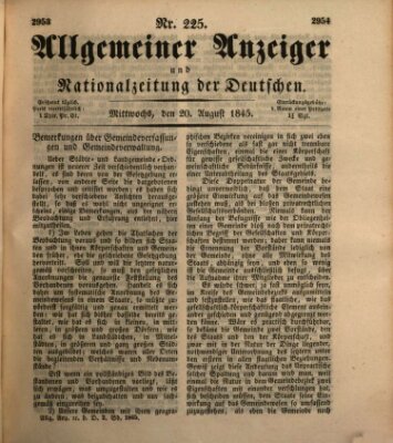 Allgemeiner Anzeiger und Nationalzeitung der Deutschen (Allgemeiner Anzeiger der Deutschen) Mittwoch 20. August 1845