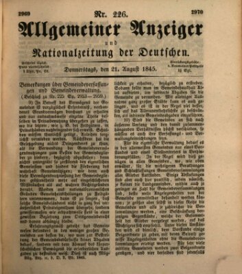 Allgemeiner Anzeiger und Nationalzeitung der Deutschen (Allgemeiner Anzeiger der Deutschen) Donnerstag 21. August 1845