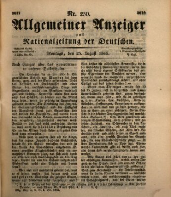 Allgemeiner Anzeiger und Nationalzeitung der Deutschen (Allgemeiner Anzeiger der Deutschen) Montag 25. August 1845