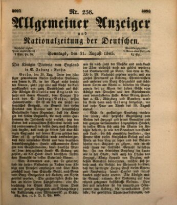 Allgemeiner Anzeiger und Nationalzeitung der Deutschen (Allgemeiner Anzeiger der Deutschen) Sonntag 31. August 1845