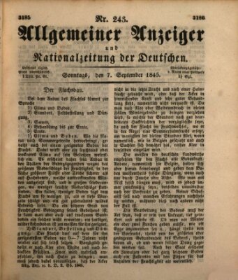 Allgemeiner Anzeiger und Nationalzeitung der Deutschen (Allgemeiner Anzeiger der Deutschen) Sonntag 7. September 1845