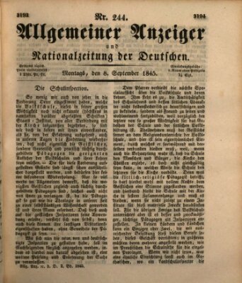 Allgemeiner Anzeiger und Nationalzeitung der Deutschen (Allgemeiner Anzeiger der Deutschen) Montag 8. September 1845