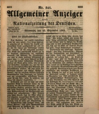 Allgemeiner Anzeiger und Nationalzeitung der Deutschen (Allgemeiner Anzeiger der Deutschen) Mittwoch 10. September 1845