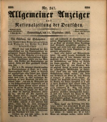 Allgemeiner Anzeiger und Nationalzeitung der Deutschen (Allgemeiner Anzeiger der Deutschen) Donnerstag 11. September 1845